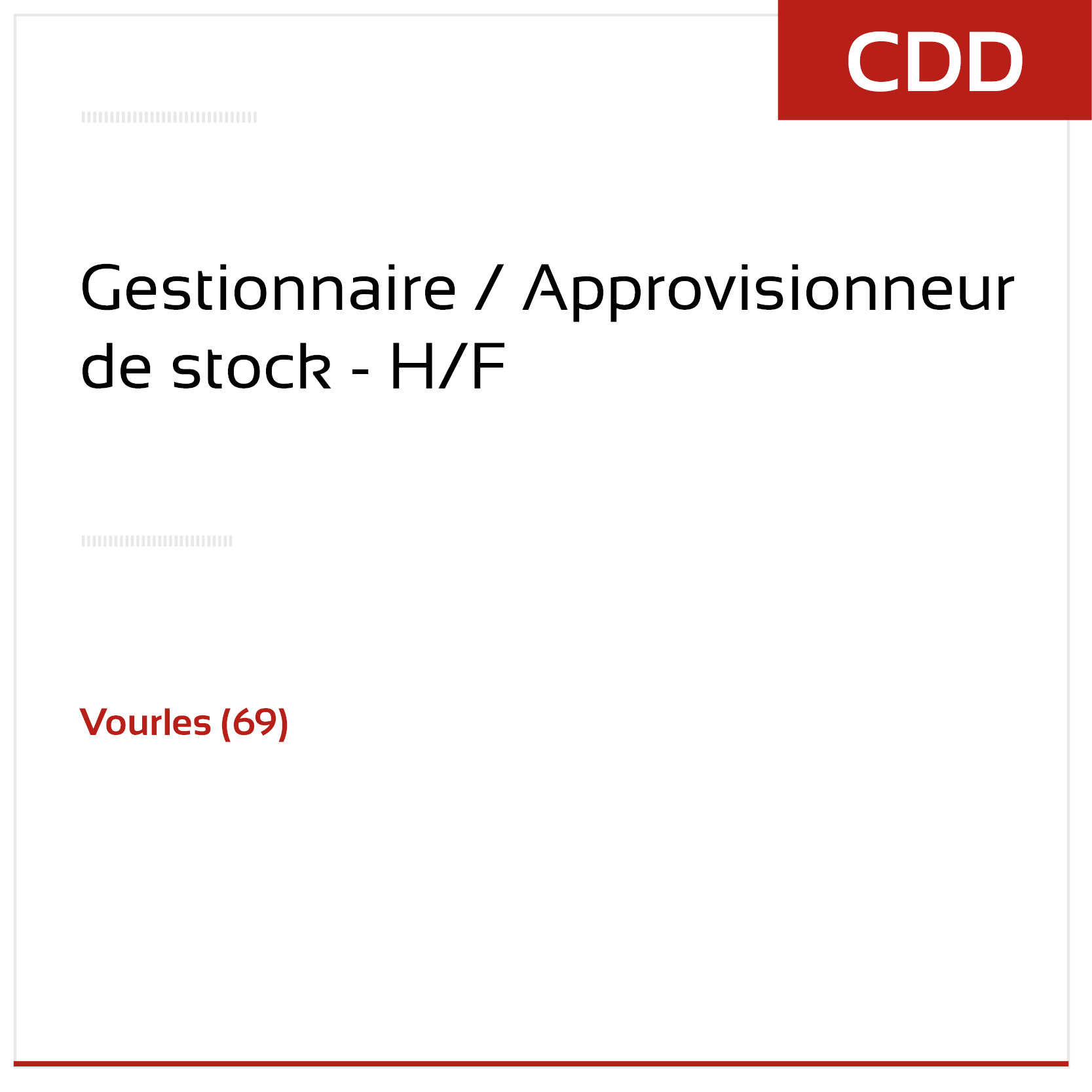Emploi - Gestionnaire de stock - CDD Offre d'emploi - Gestionnaire de stock - CDD